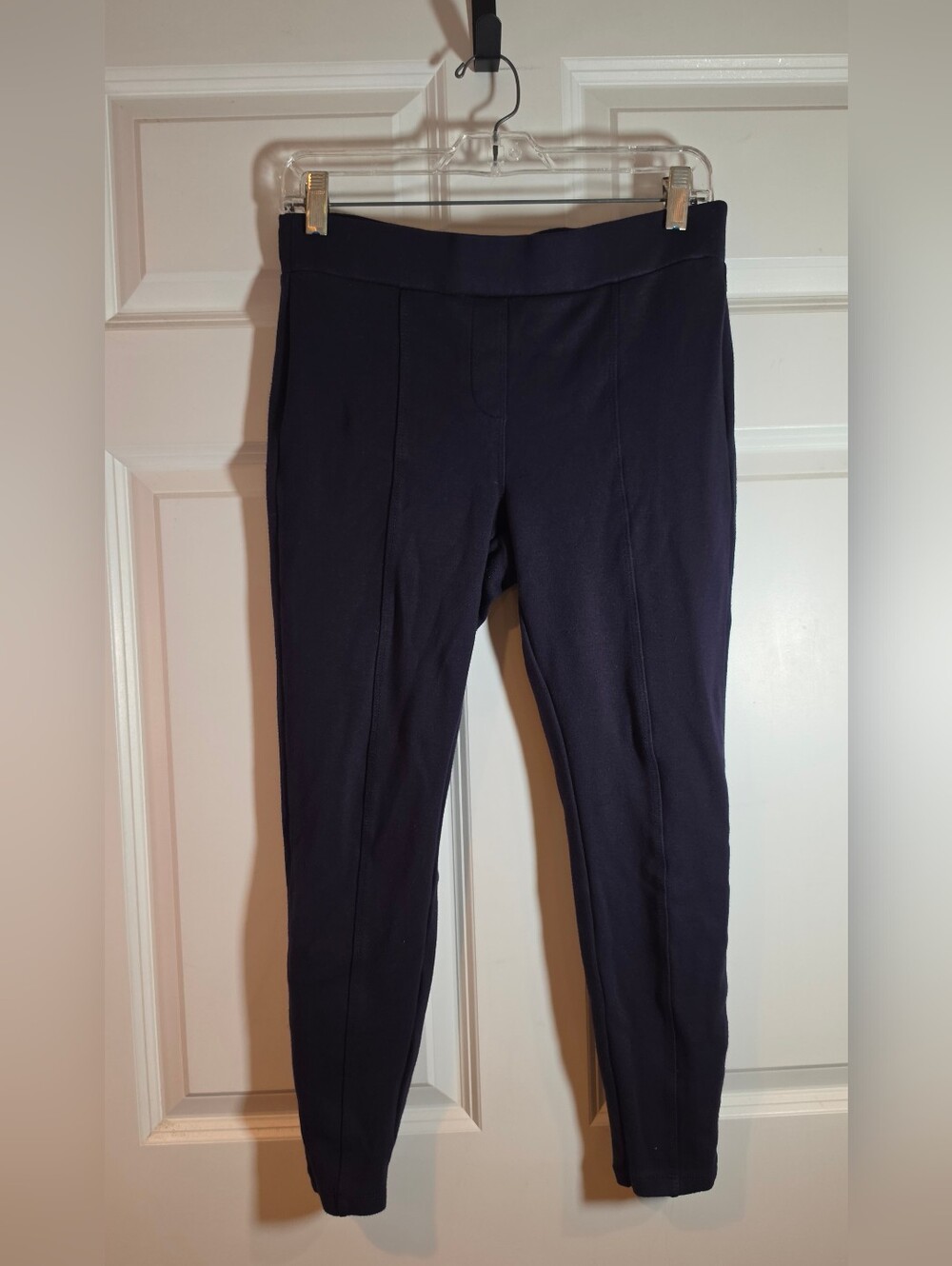 Style & Co Classic Navy Women's Ponte Crop Pants Petite Large Minor Wash Wear